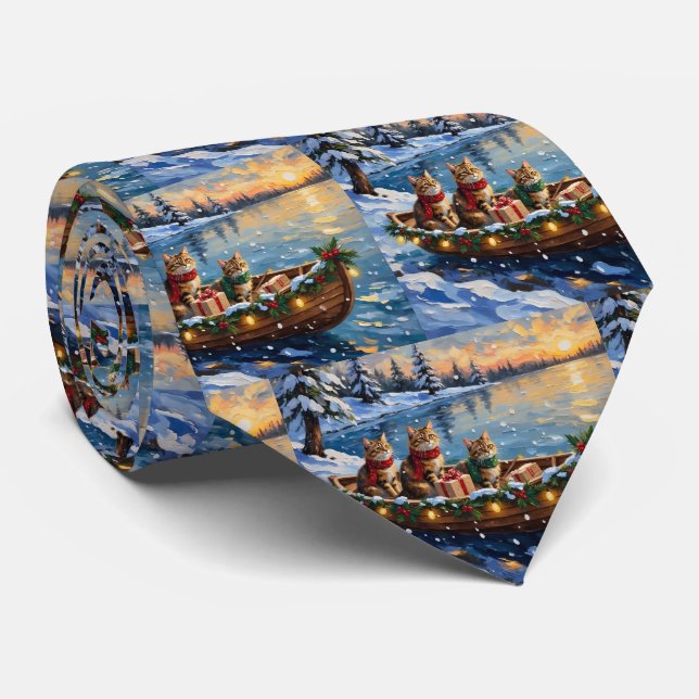 Corbata Gato Siberiano Navidad Barco Fiesta (Enrollado)