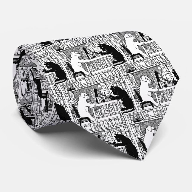 Corbata Gato y perro en la biblioteca (Enrollado)