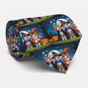 Corbata Gatos abisinos Calabaza Halloween Gracioso
