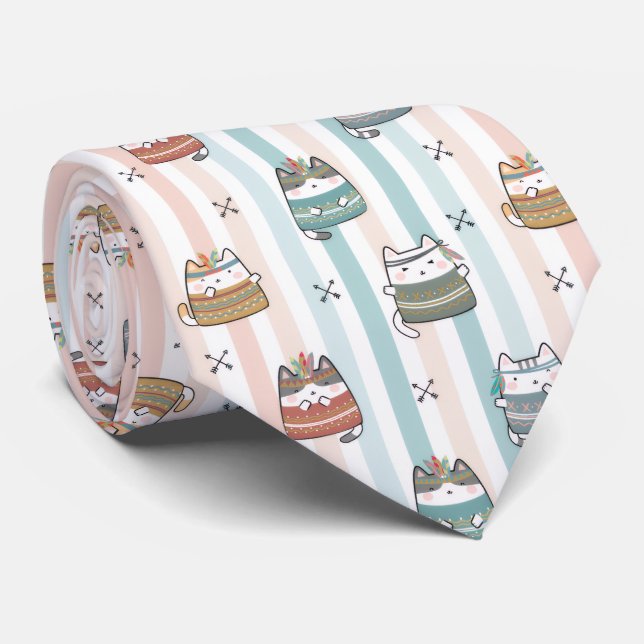 Corbata Gatos boho patrón tribal (Enrollado)