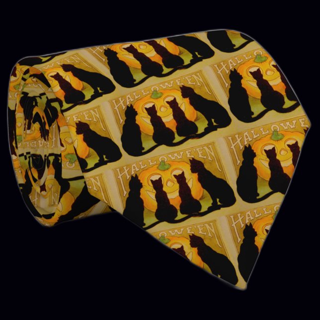 Corbata Gatos de Halloween de época y Jack O'Lantern (Subido por el creador)