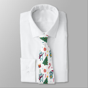 Corbata Gatos en patrón caprichoso de Navidad
