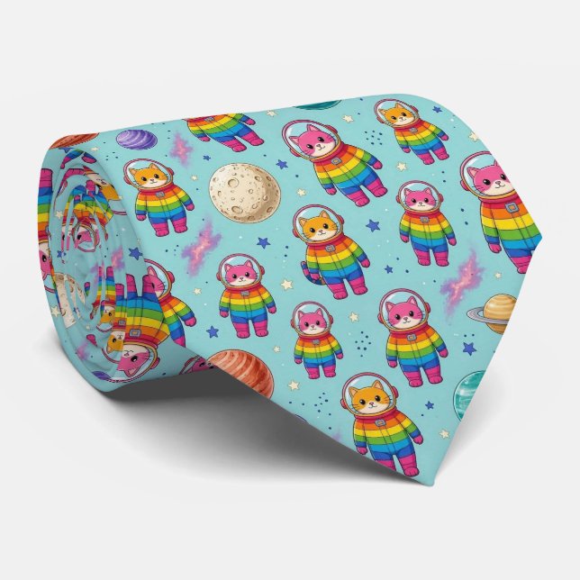 Corbata Gatos Espaciales Planetas Intergalácticos Sistema  (Enrollado)