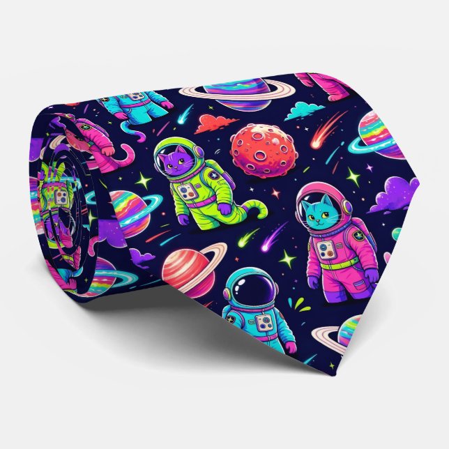 Corbata Gatos Espaciales Planetas Intergalácticos Sistema  (Enrollado)