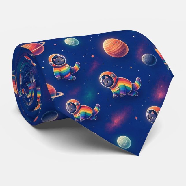 Corbata Gatos Espaciales Planetas Intergalácticos Sistema  (Enrollado)