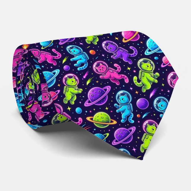Corbata Gatos Espaciales Planetas Intergalácticos Sistema  (Enrollado)