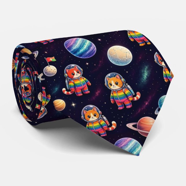 Corbata Gatos Espaciales Planetas Intergalácticos Sistema  (Enrollado)