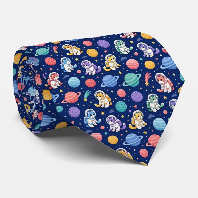 Corbata Gatos Espaciales Planetas Intergalácticos Sistema  (Enrollado)