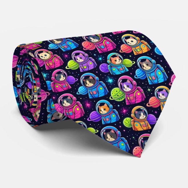 Corbata Gatos Espaciales Planetas Intergalácticos Sistema  (Enrollado)