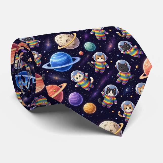 Corbata Gatos Espaciales Planetas Intergalácticos Sistema  (Enrollado)