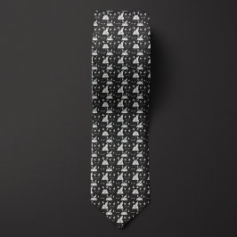 Corbata Gatos geométricos negros y blancos
