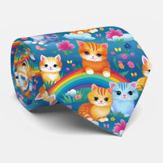 Corbata Gatos gitanos sobre las arcoiris cortos y colorido