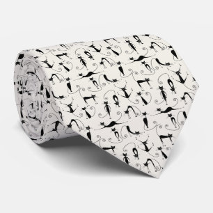 Corbata Gatos graciosos negros