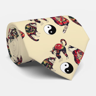 CORBATA GATOS JAPONESES, DRAGON RED DEVIL TATTOOS, YIN YAN