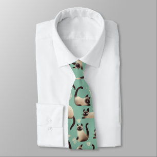 Corbata Gatos malvados siameses golpean las cosas
