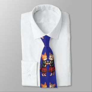 Corbata Gatos Naranjas Bailando Ceilidh Escocés