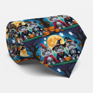 Corbata Gatos persas Calabaza Halloween Funny