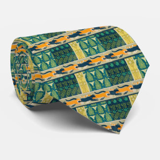 Corbata Gatos y flores Art Nouveau