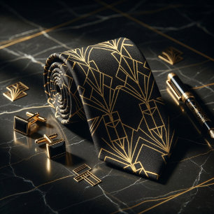 Corbata Gatsby Gold Art Deco