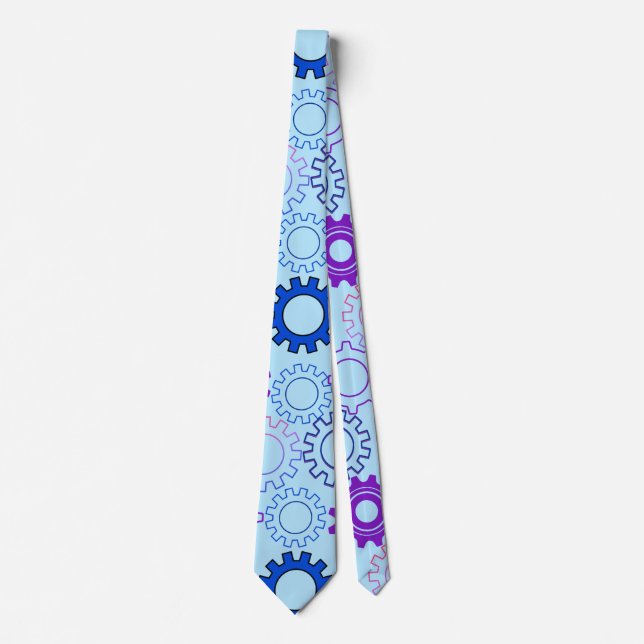 Corbata Gear02w x4 Patrón de engranajes L Azul BG (Anverso)