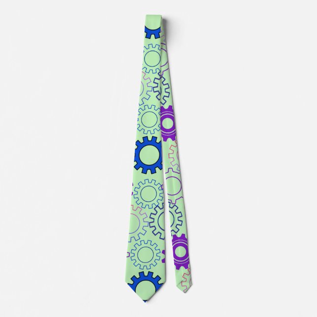 Corbata Gear02w x4 Patrón de engranajes L Verde BG (Anverso)