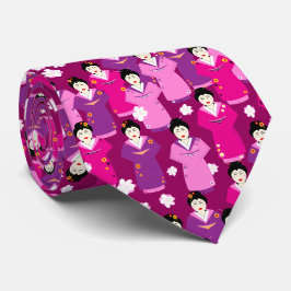 Corbata Geisha en el patrón japonés de Kimonos