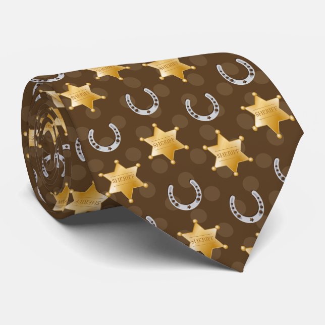 Corbata genial Country Sheriff con un patrón de herradura (Enrollado)