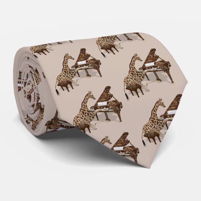 Corbata Genius Giraffe Tocando Piano (Enrollado)