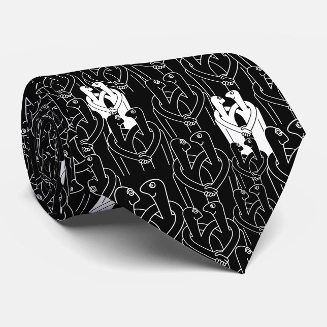 Corbata Gente feliz (patrón negro) (Enrollado)