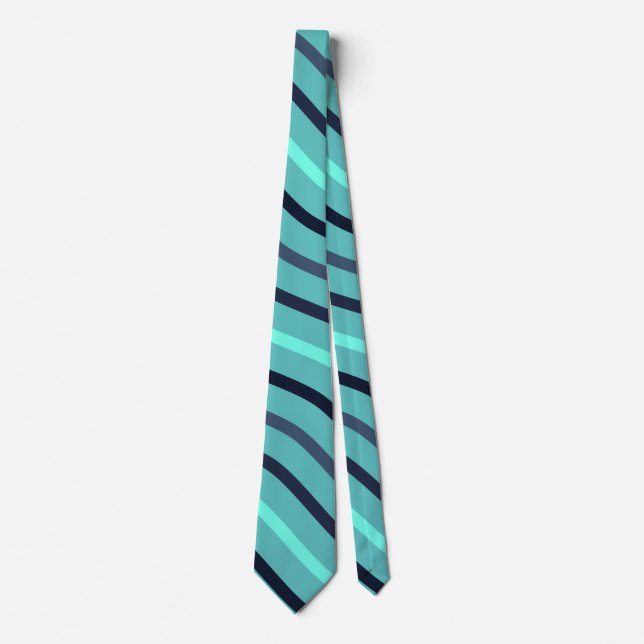 Corbata Geometría de Línea Ondulada de Raya Linda  Azul Co (Anverso)