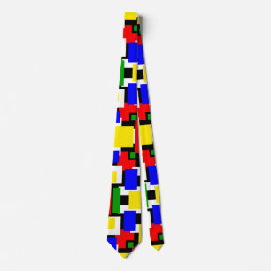 Corbata Geometría roja, amarilla, negra, azul y verde