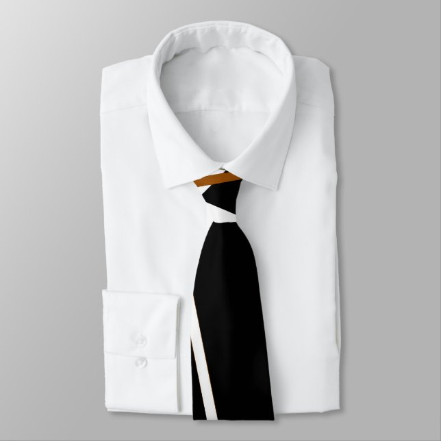 Corbata Geometría Urbana Negro Blanco Siena-Marrón (Atado)