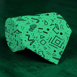 Corbata geométrica abstracta negra y verde persona
