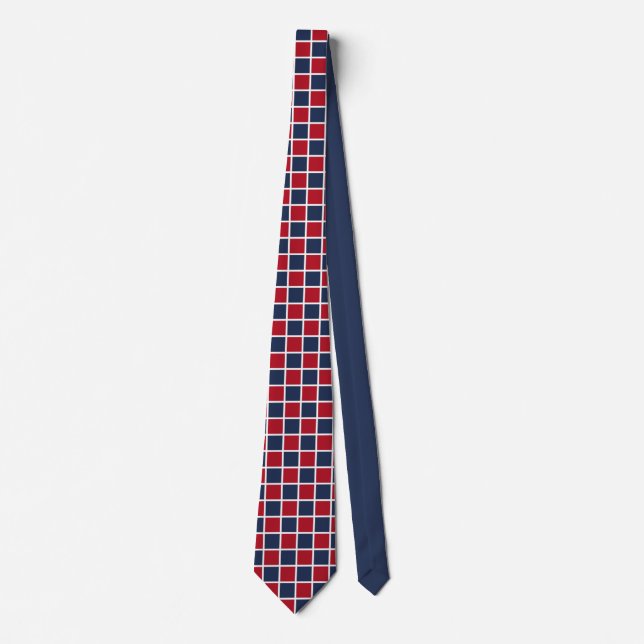Corbata geométrica del cubo rojo y azul de los (Anverso)