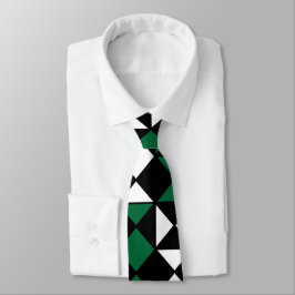 Corbata Geométrica verde blanco negro