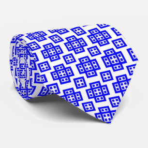 Corbata Geométrico 030614 - Azul sobre blanco