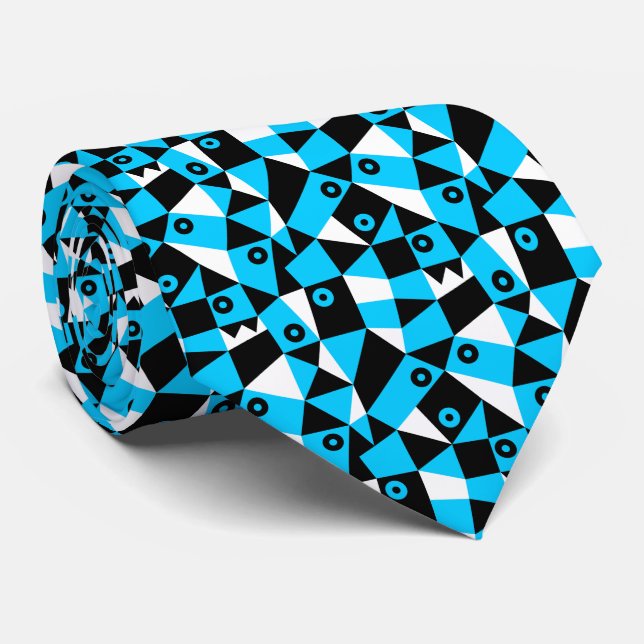 Corbata Geométrico Abstracto 030919 - Azul Cielo (Enrollado)