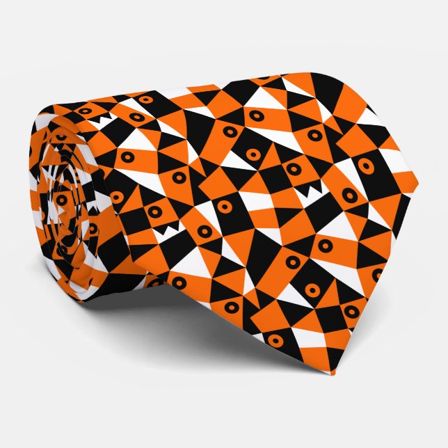 Corbata Geométrico Abstracto 030919 - Naranja (Enrollado)