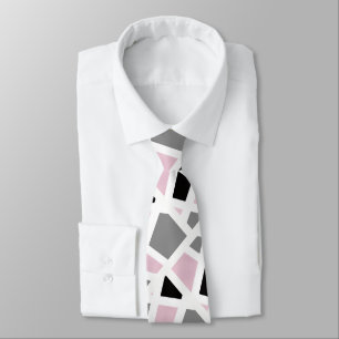 Corbata Geométrico blanco blanco negro gris rosado
