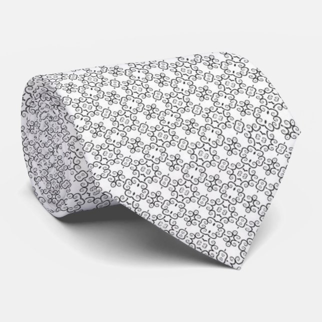 Corbata Geométrico de blanco y negro (Enrollado)