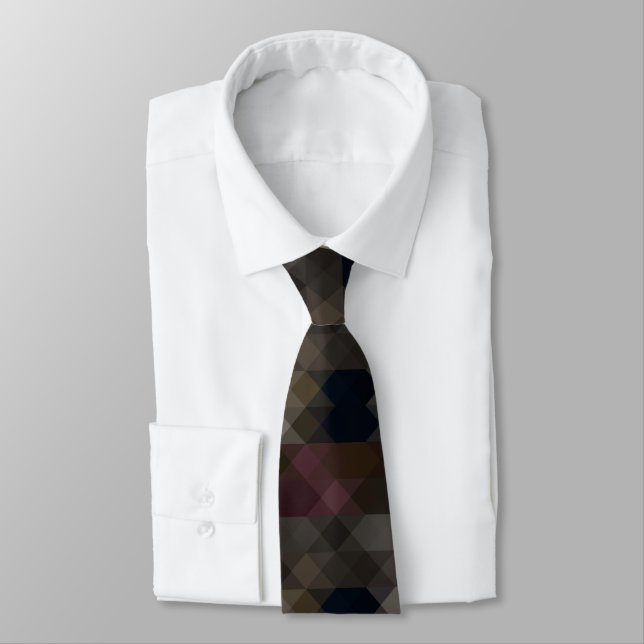 Corbata geométrico de frijol de café y azul rosa (Atado)