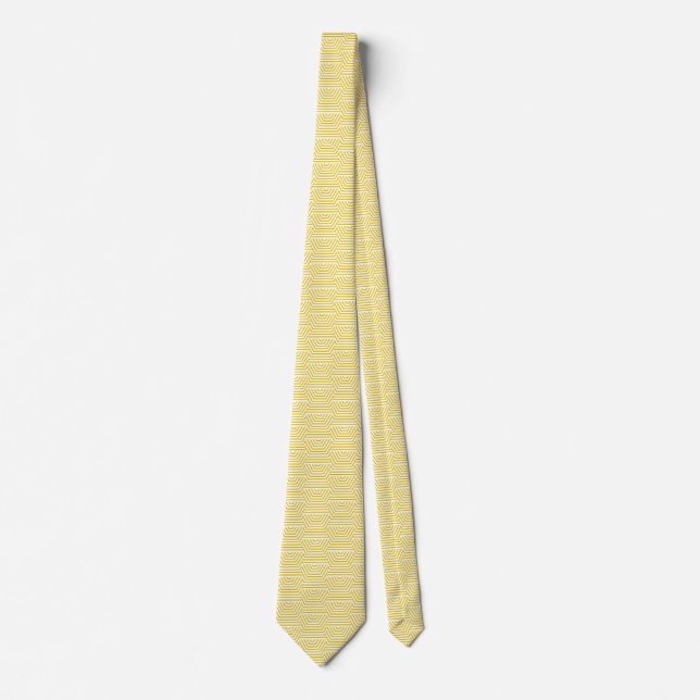 Corbata Geométrico De Hod Amarillo Con Blanco (Anverso)