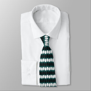 Corbata Geométrico Elegante Moderno Azul Turquesa Blanco N