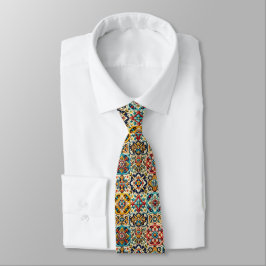 Corbata Geométrico geométrico azul rojo alicatado