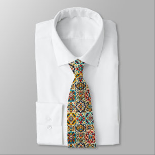 Corbata Geométrico geométrico azul rojo alicatado