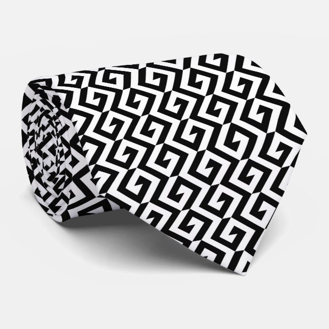 Corbata Geométrico negro y blanco (Enrollado)