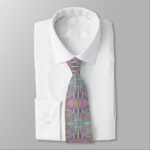 Corbata Geométrico rosa púrpura verde