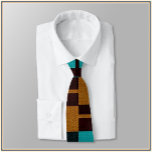 Corbata Geométrico Turquesa Negro y Marrón<br><div class="desc">Diseño geométrico turquesa y negro marrón claro/oscuro. Moderno y moderno.</div>