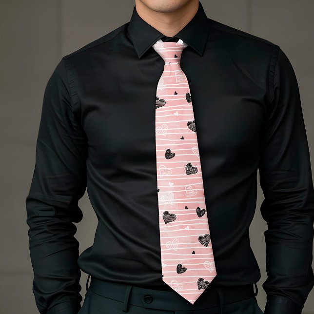 Corbata Gift for Him Love Text Hand Drawn Heart Tie (Gift for Him Love Text Hand Drawn Heart Tie)