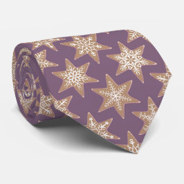 Corbata Gingerbread Stars Spiced Plum Neck Tie